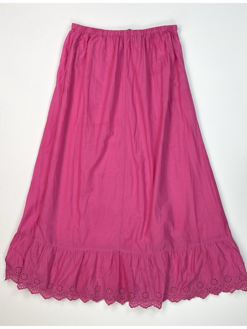 Gudrun Sjoden Pink Petticoat Sheer Organic Cotton Eyelet Maxi Skirt Slip M - Picture 2 of 8